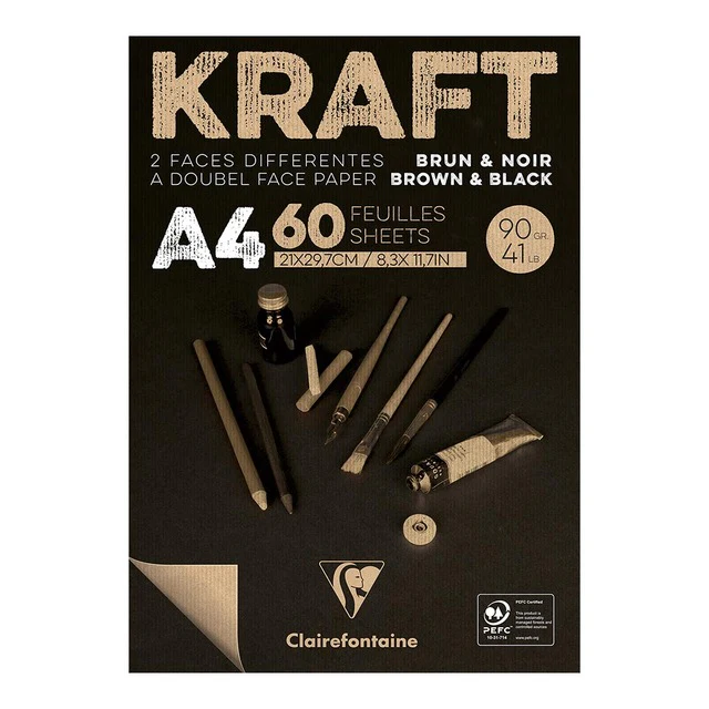Clairefontaine Kraft Pad Brown & Black 60 Sheets - Nail Gallerys