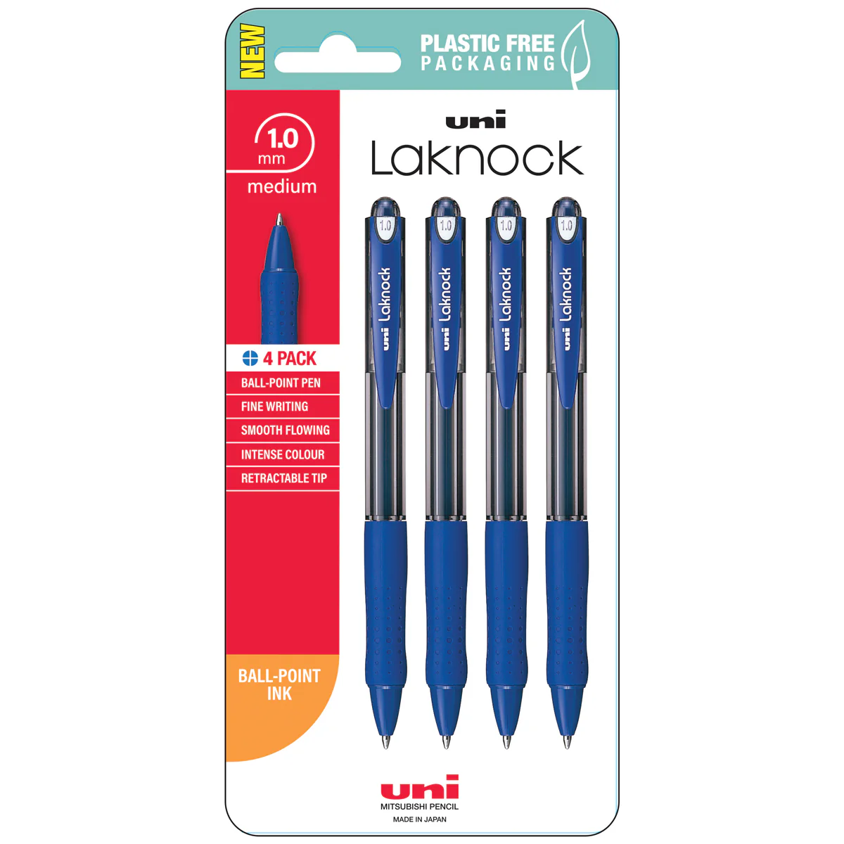 Uni Laknock 1.0mm Medium Retractable Pens Set of 4 - Nail Gallerys