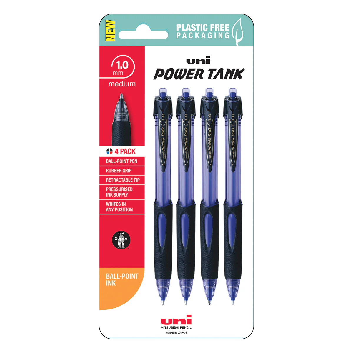 Uni PowerTank 1.0mm Retractable Pens Set of 4 - Nail Gallerys