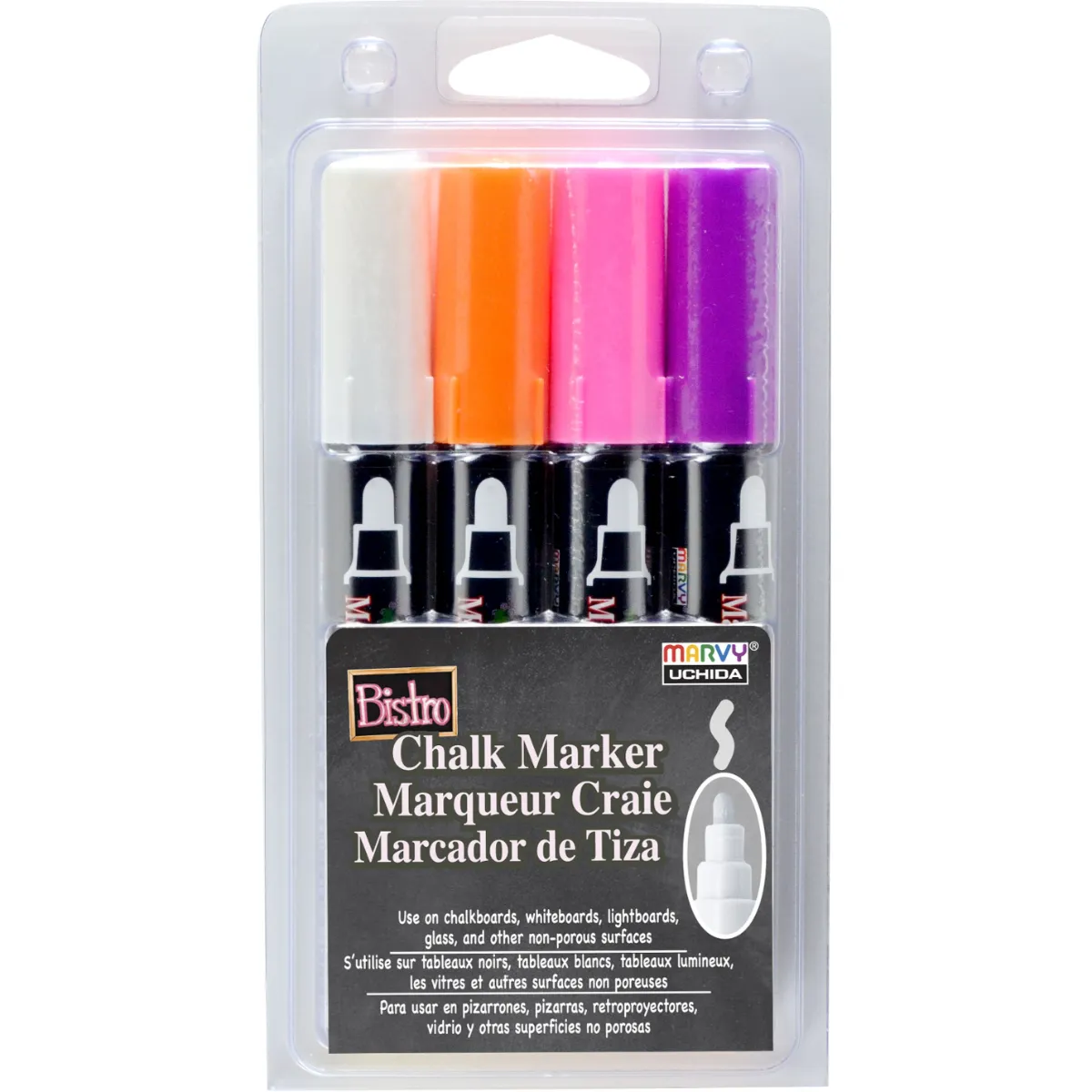 Marvy Bistro 483 Chalk Chisel Markers Sets Of 4 - Nail Gallerys