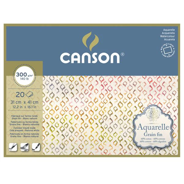 Canson Aquarelle 300gsm 20 Sheets Cold Pressed Pads - Nail Gallerys