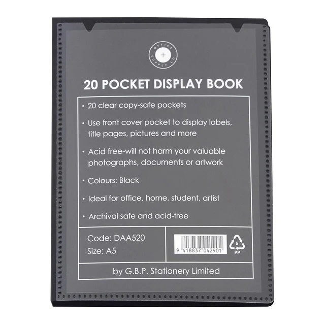 Okin Insert Display Book 20 Pocket Black - Nail Gallerys
