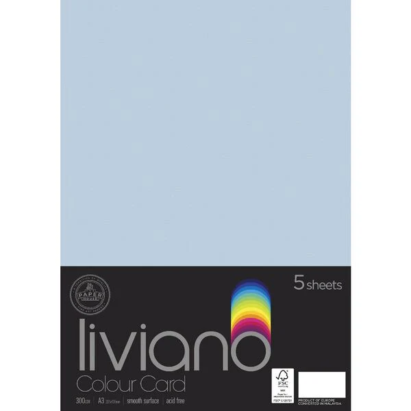The Paper House Liviano 300gsm A3 Colour Card Pack Of 5 - Nail Gallerys