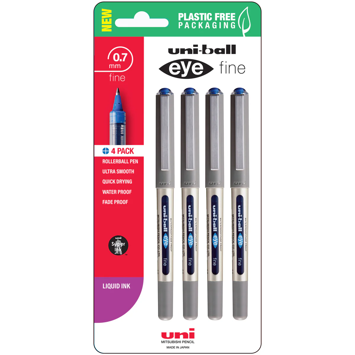 Uni Eye 0.7mm Fine Capped Pens Set of 4 - Nail Gallerys