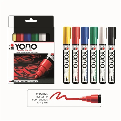 Marabu YONO Acrylic Markers Bullet Tip Sets Of 6 - Nail Gallerys