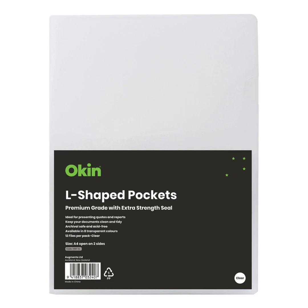 Okin L Shaped Pockets A4 - Pack Of 12 - Nail Gallerys