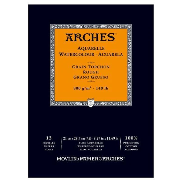 Arches Watercolour Natural White 300gsm Rough 12 Sheets Pads - Nail Gallerys
