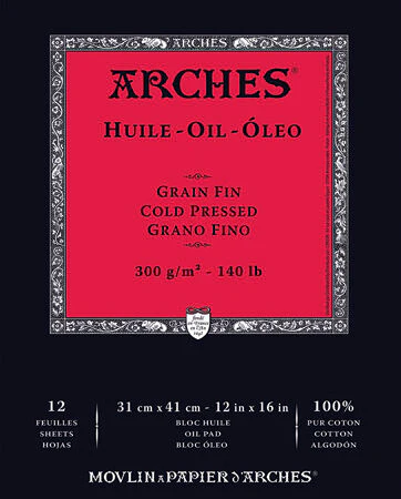 Arches Oil 300gsm 12 Sheets Cold Pressed Pads - Nail Gallerys