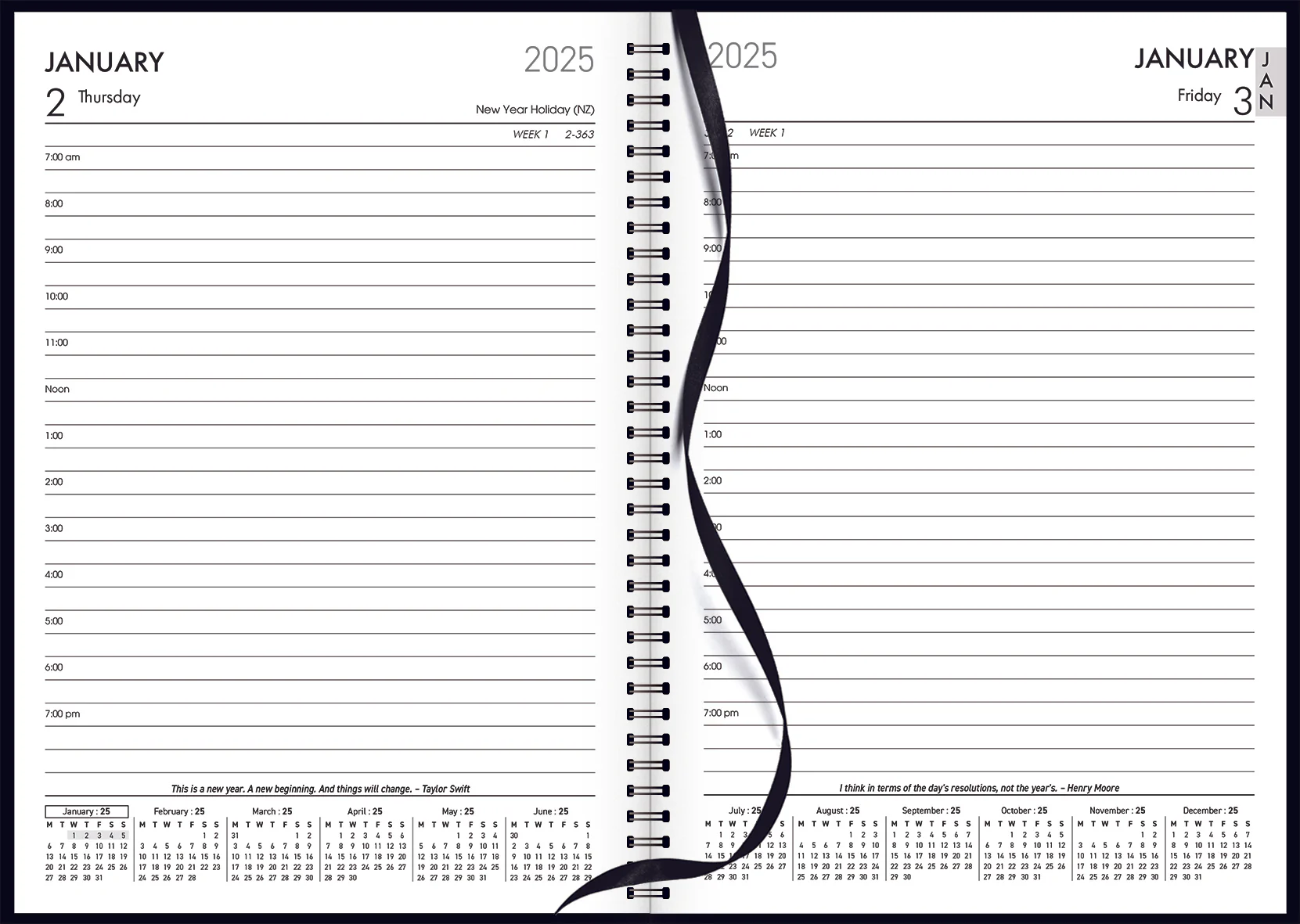 Collins Boston A51 Day To Page Wiro Diaries - Nail Gallerys