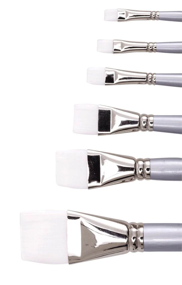 Jasart White Synthetic Short Flat Brushes - Nail Gallerys