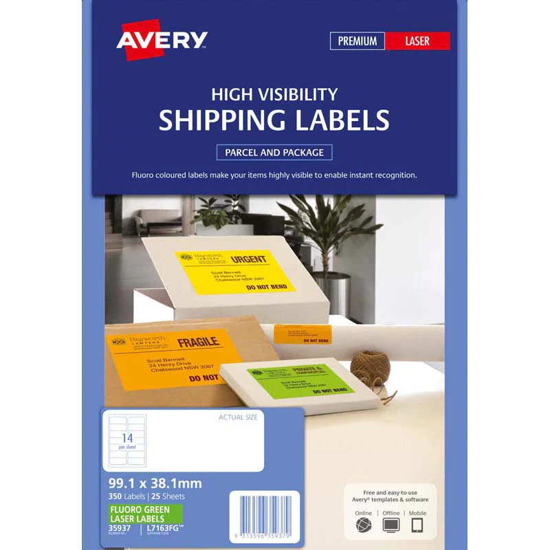 Avery Shipping Laser Labels 14 Up 25 Sheets 99.1x38.1mm - Nail Gallerys