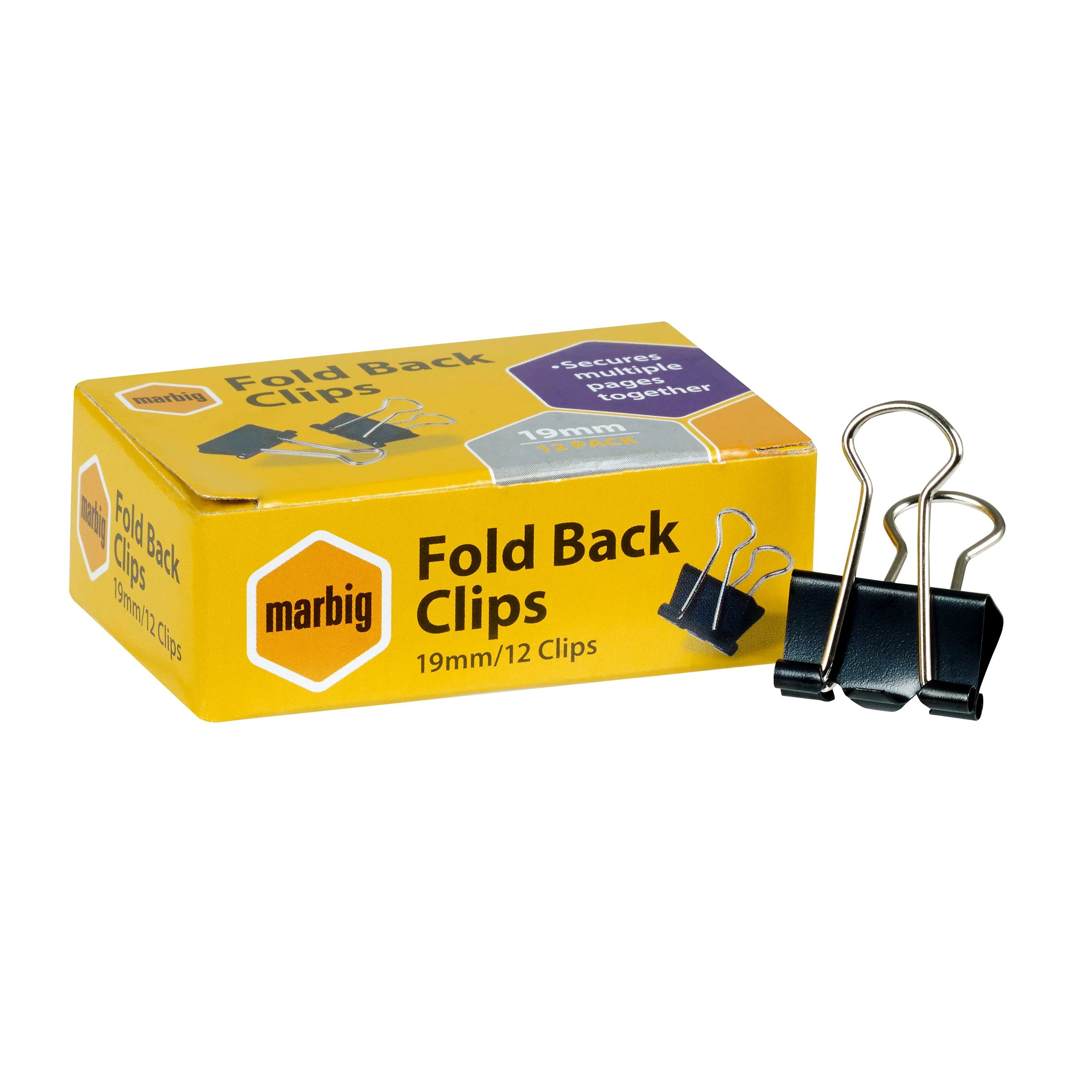 Marbig Fold Back Clips Box Of 12 - Nail Gallerys