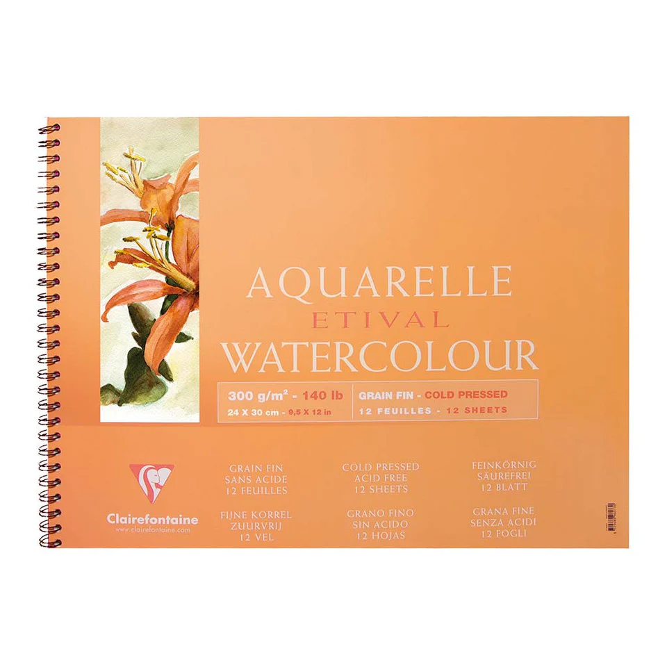 Clairefontaine Etival Cold Press Wirebound Pad 300gsm 12 Sheets - Nail Gallerys
