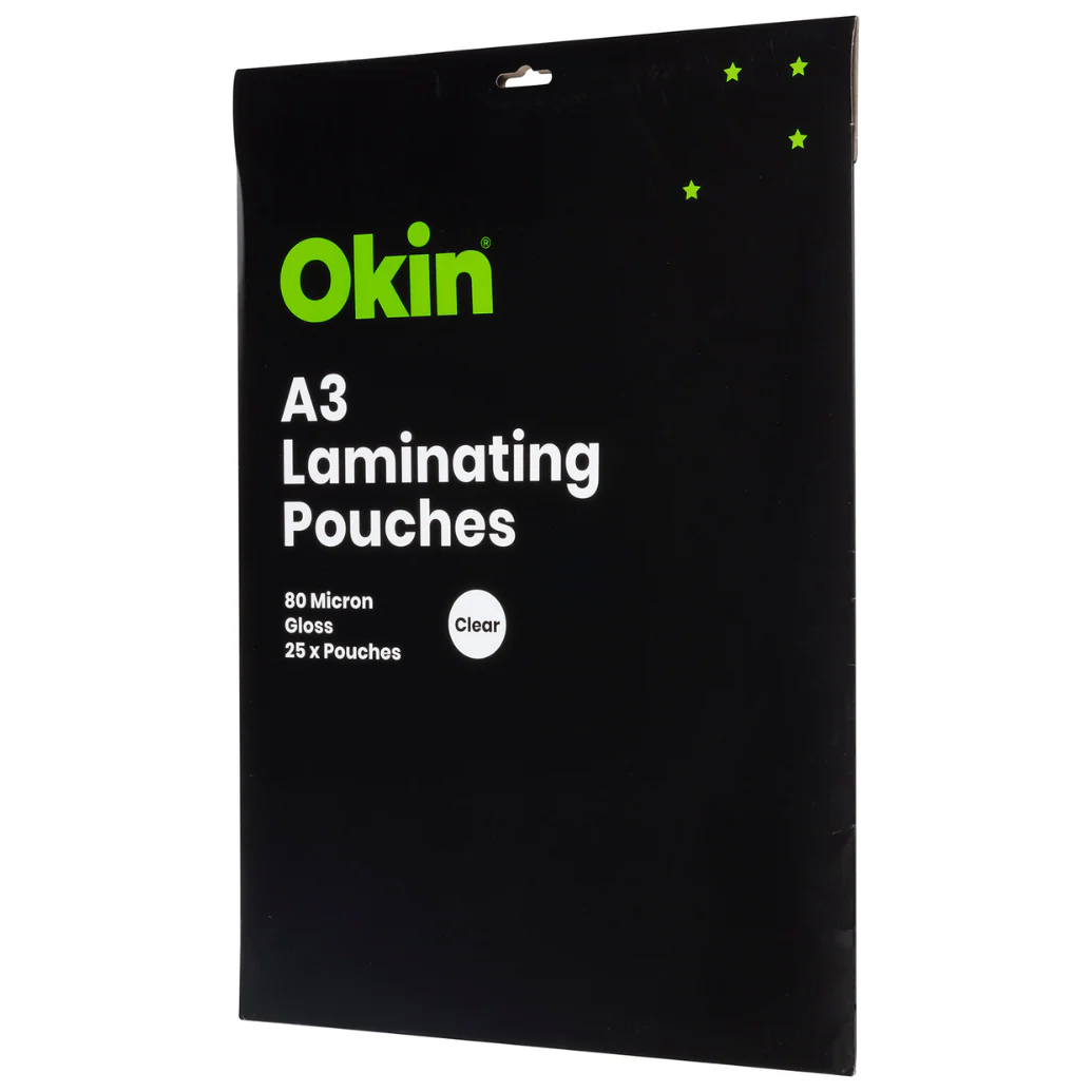 Okin Laminating Pouches A3 Gloss 80mic Packs - Nail Gallerys
