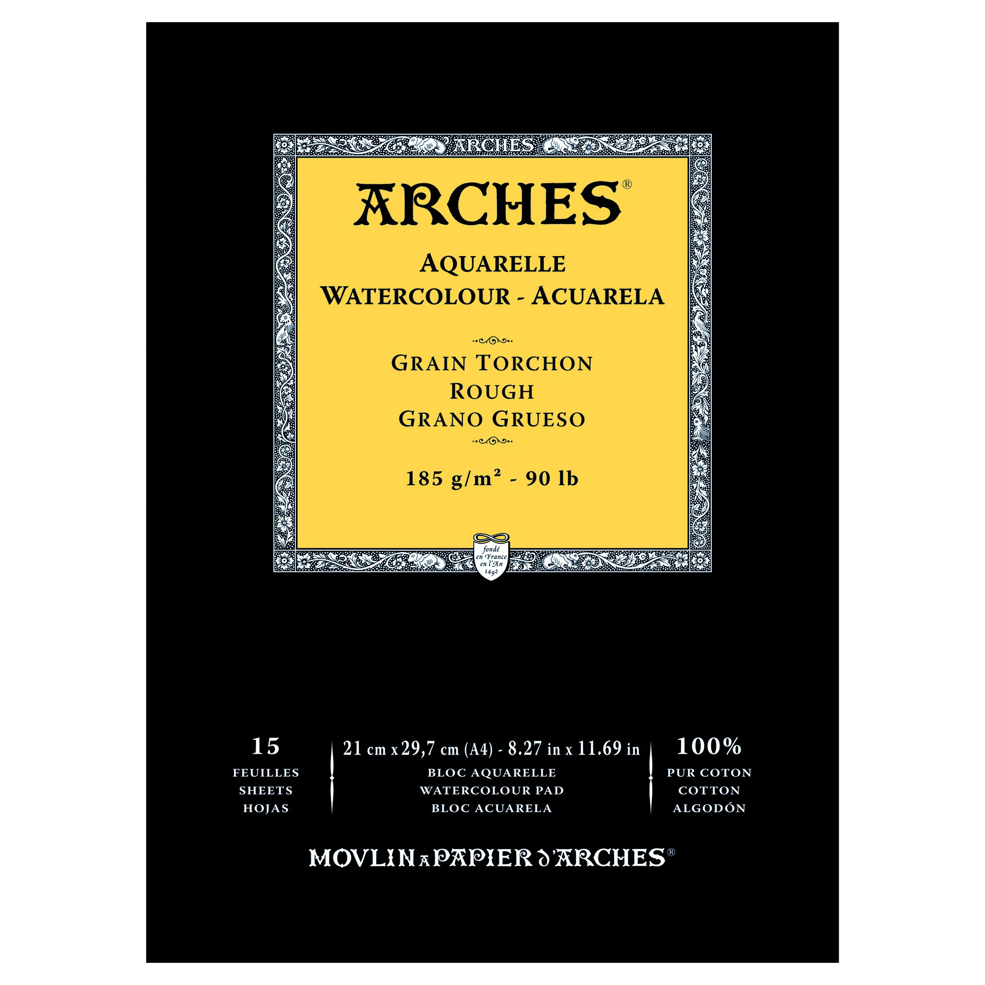 Arches Watercolour Natural White 185gsm Rough 15 Sheets Blocks - Nail Gallerys
