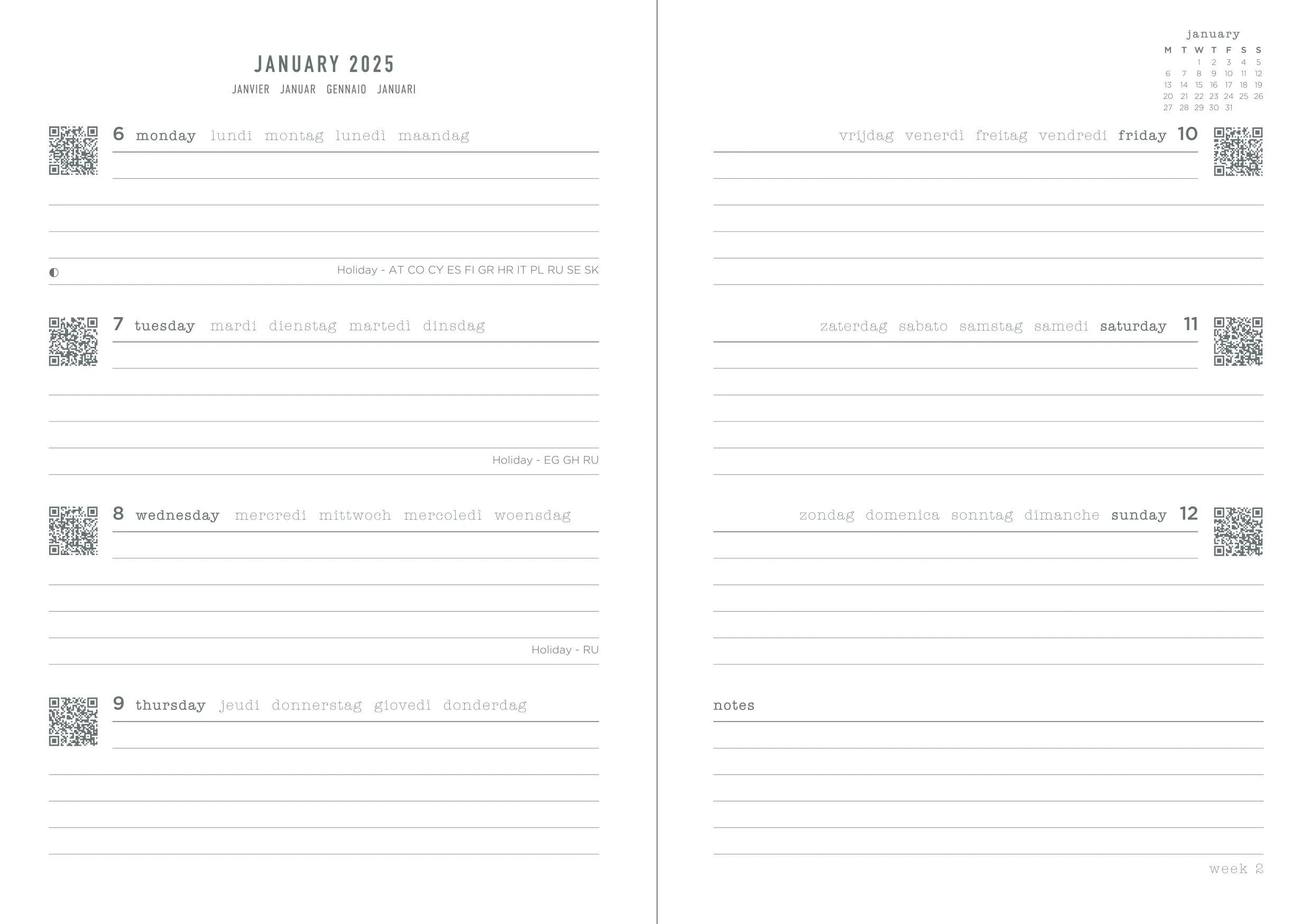 Letts of London Conscious A6 Week to View Diaries - Nail Gallerys