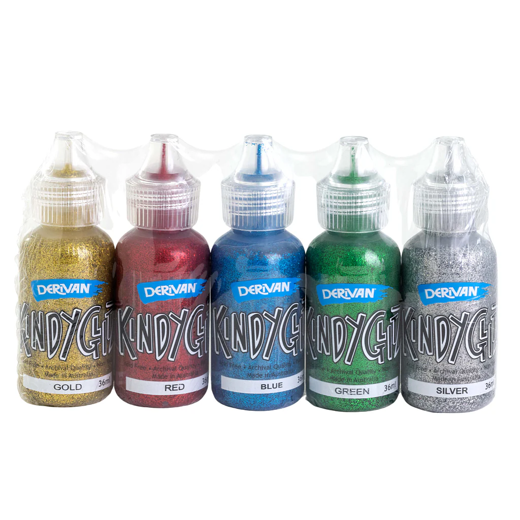 Derivan Kindy Glitz Glitter Glue Assorted Sets of 5x36ml - Nail Gallerys