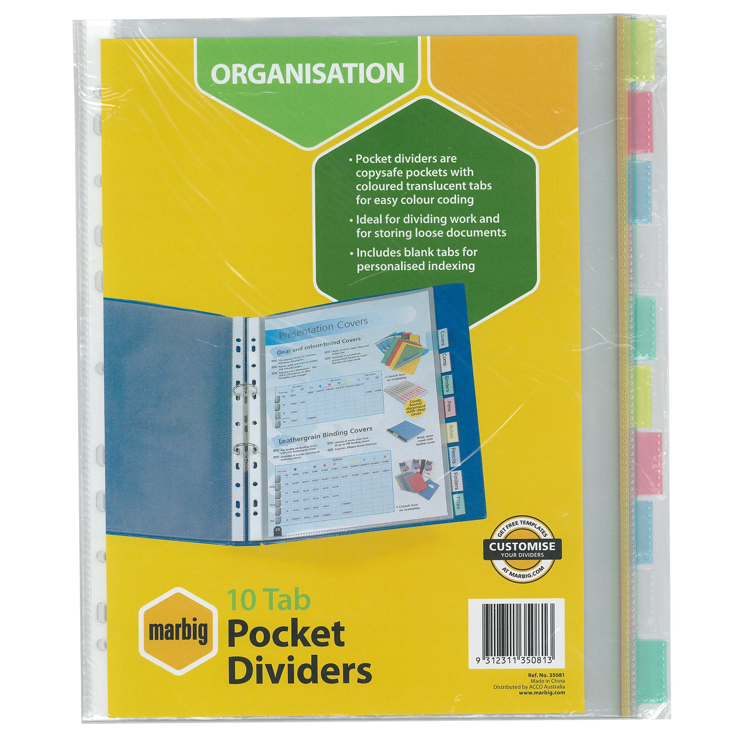 Marbig Indices & Dividers Polyprop A4 Clear Pockets - Nail Gallerys