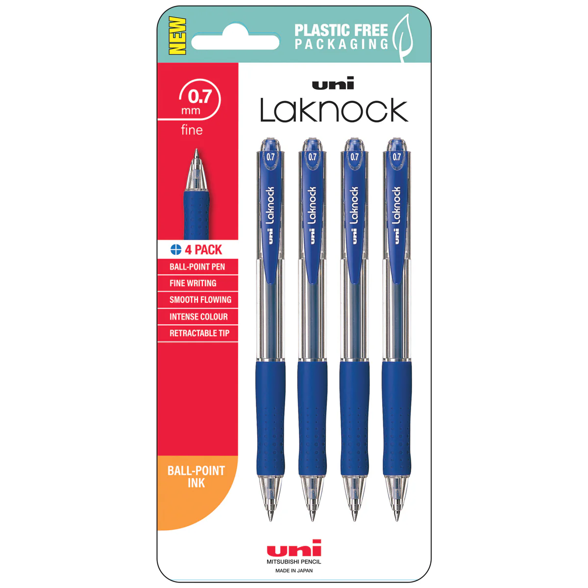 Uni Laknock 0.7mm Fine Retractable Pens Set of 4 - Nail Gallerys