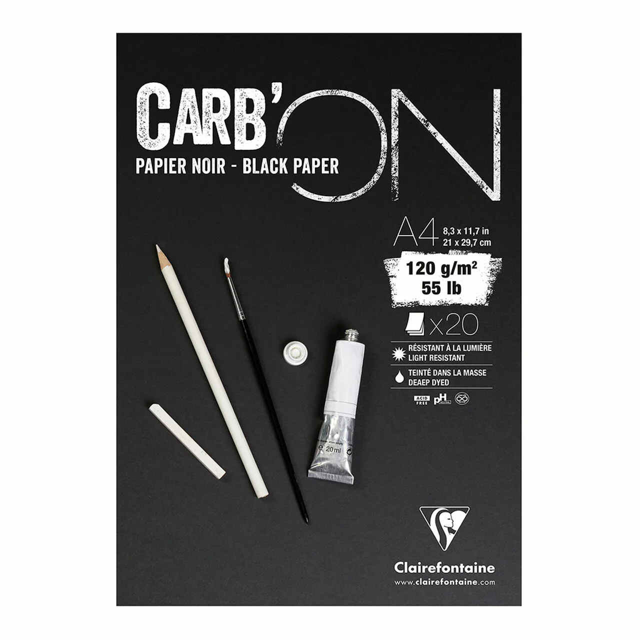 Clairefontaine Carbon Black Pad 120gsm 20 Sheets - Nail Gallerys