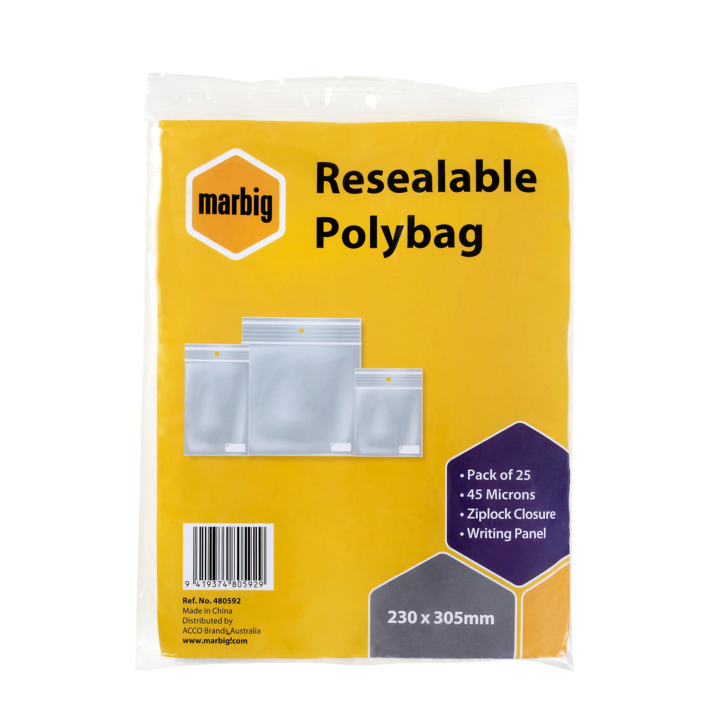 Marbig Resealable Bags Writing Panel Pack Of 25 - Nail Gallerys