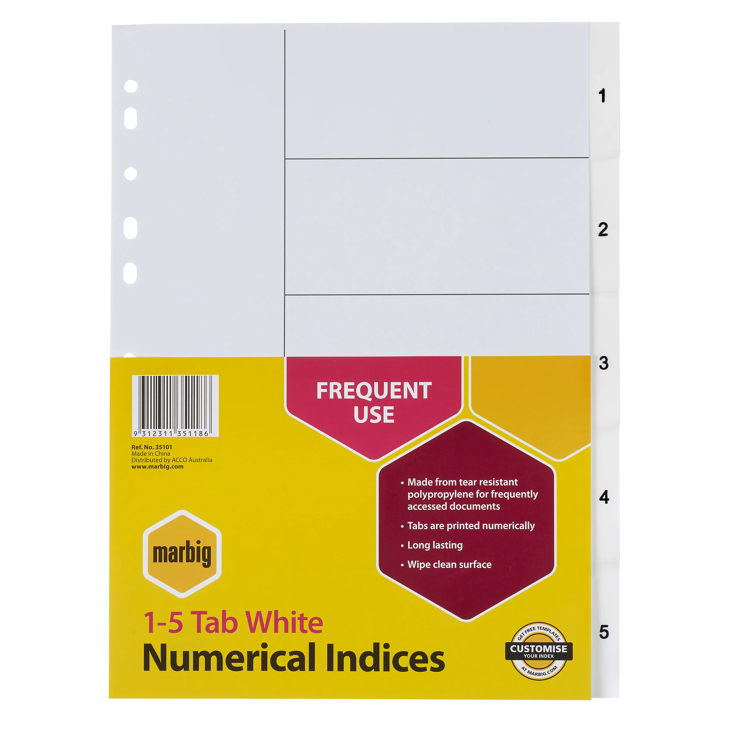 Marbig Indices & Dividers 1-5 Tab Polyprop A4 - Nail Gallerys