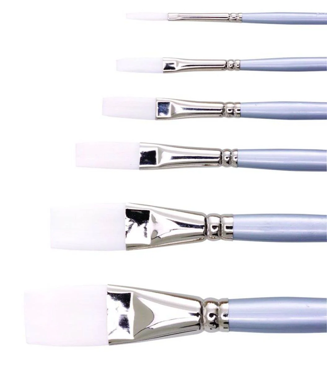Jasart White Synthetic Long Flat Brushes - Nail Gallerys