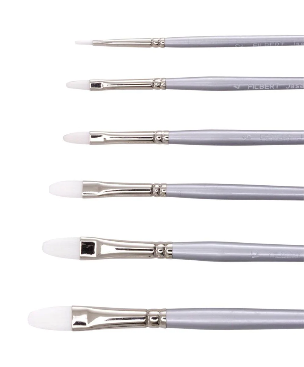 Jasart White Synthetic Filbert Brushes - Nail Gallerys