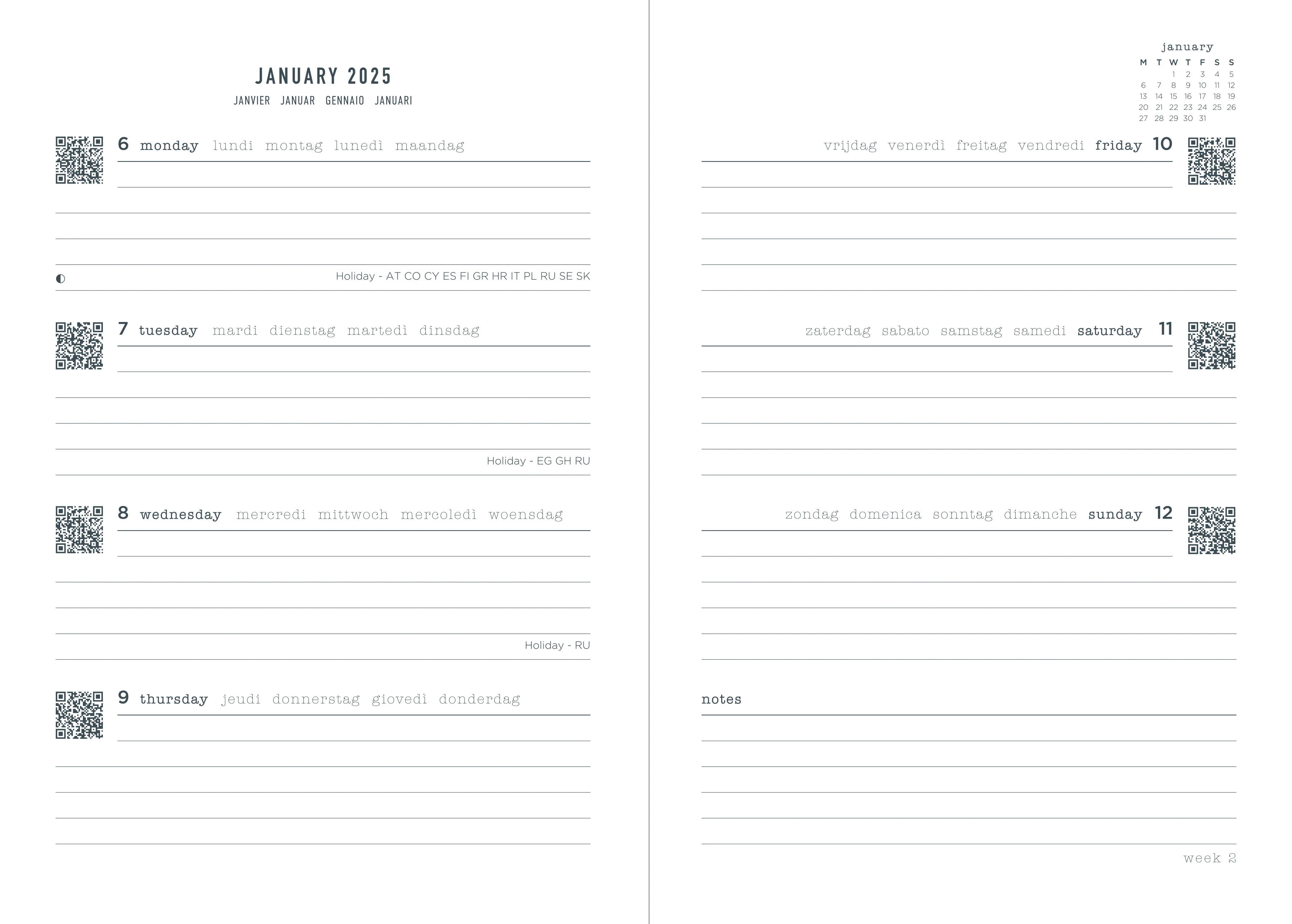 Letts of London Conscious A5 Week to View Diaries - Nail Gallerys