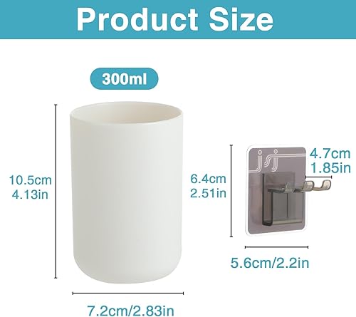 3 Pièces Gobelets pour brosses à Dents - Gobelet Salle de Bain 300ml - Plastique Alimentaire - Organisateur pour brosses à Dents - Convient pour la Salle de Bain et Le lavabo (Blanc, Gris, Marron) - Nail Gallerys