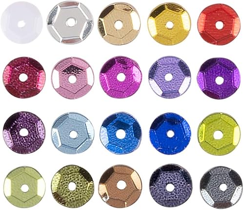 Ideen mit Herz - Lot de 60 000 paillettes métalliques - 20 couleurs dans un sachet de 15 g - Paillettes à coudre, coller, enfiler - Pour couture, art, bricolage, bricolage de bijoux (diamètre 4 mm) - Nail Gallerys