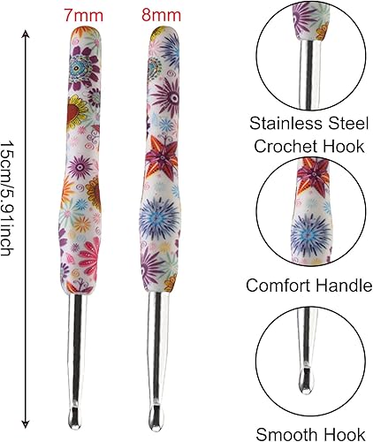 BSITSSS Crochet Tricot, Crochets Tricot 7 mm, 8 mm, Aiguille Crochets Léger et Durable, Crochet Ergonomique pour Tricot, Echarpe, Gants, Sacs, Chapeaux, Chaussettes - Nail Gallerys