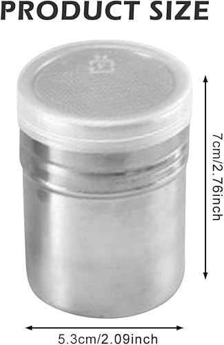 Lot de 2 saupoudreurs en acier inoxydable avec couvercle frais, saupoudreur de cacao, cappuccino, salière pour chocolat, sucre, café, épices - Nail Gallerys