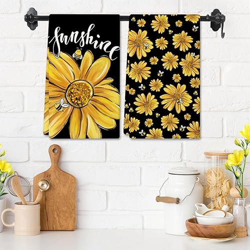 YIZHIXIANGQ Torchon Cuisine Tournesol, 2 Pcs Torchon Vaisselle, Fleur Serviettes de Cuisine, Torchons Cuisine 40×60cm, pour Cuisine, Maison, Décoration D'été - Nail Gallerys