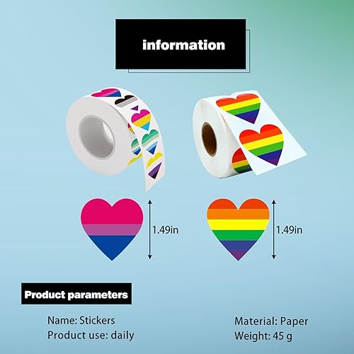 ZALHIN Autocollants Gay Pride 1000 pièces-autocollants coeur à rayures arc-en-ciel-fabriqués en matériaux PVC de haute qualité et design exquis - Nail Gallerys