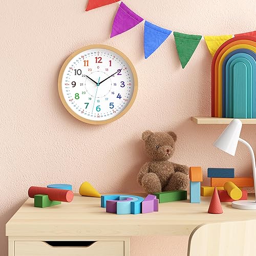 Cander Berlin MNU 11230 Horloge Murale en Bois pour Enfant 30,5 cm avec Cadran d'apprentissage, Horloge en Bois silencieuse, silencieuse, silencieuse, Cadre en Bois Massif, Cadre en Bois Massif - Nail Gallerys