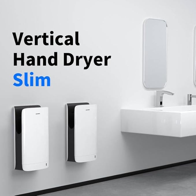 anydry 2065 sèche-Mains, sèche-Mains électrique Commercial, sèche-Mains Professionnel, Super Puissant, 7-10 Secondes de Temps de séchage, 1400-1750 Watts (Blanc) - Nail Gallerys