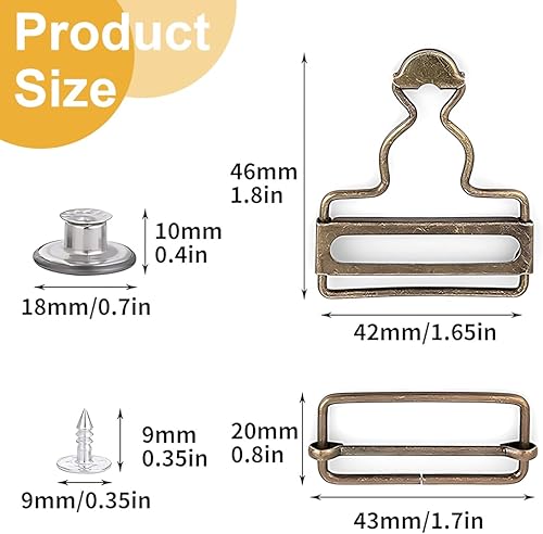ZAMXHUG Boucles de Salopette Attaches Rectangulaires Coulissantes Métal Bretelle Facilement Ajustée Boucle Rectangulaire pour Bretelles Ceintures Robes Vestes (6 Ensembles) - Nail Gallerys