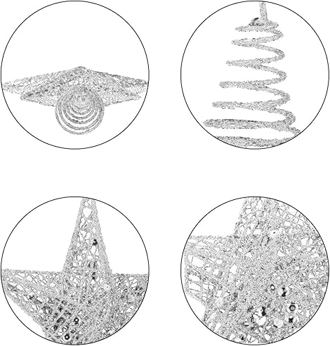 YEAP Étoile pour Sapin de Noël - Topper en Métal Scintillant - Star Treetop Creux - Décoration Pentagramme - Ornement pour Fête, Argent - Nail Gallerys