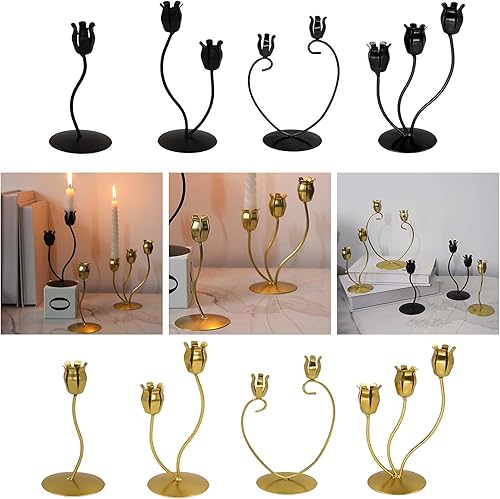 Saiyana Bougeoir en Fer Polyvalent Nordique Élégant Forme Fleur en Métal Chandelle Effilée Candelabra pour Divers Réglage - Nail Gallerys
