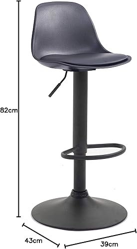 CLP Tabouret De Bar Design Kiel Assise en Similicuir I Chaise Haute De Bistrot avec Dossier Plastique I Piètement Et Repose-Pieds Métal, Couleur:Rouge, Couleur du Cadre:Noir - Nail Gallerys