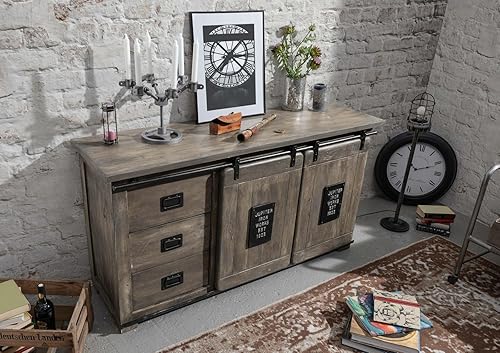 Buffet - Bois Massif de manguier laqué (Bois Naturel) - Railway #100 - Nail Gallerys