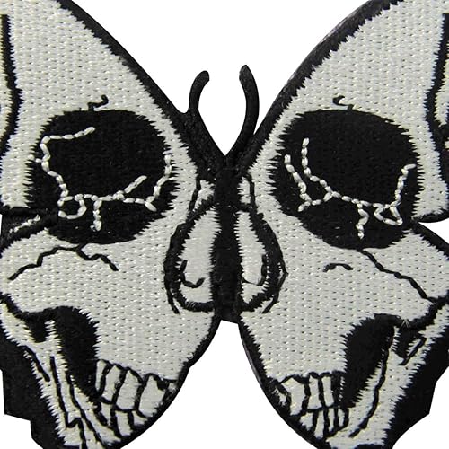 Patch brodé en forme de Crâne Papillon, à coudre ou à coller avec fer à repasser - Nail Gallerys