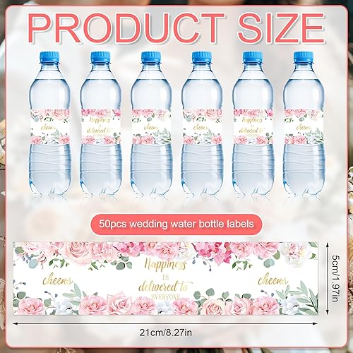 NQEUEPN Lot de 50 Étiquettes Décoratives pour Bouteilles d'Eau de Mariage, Autocollants pour Emballage de Bouteilles d'Eau pour Décorations de Fête de Mariage (Style 4) - Nail Gallerys