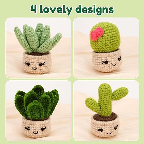 Kquepo Kit de Crochet Succulentes 4 Pièces pour Débutants avec Facile - Nail Gallerys
