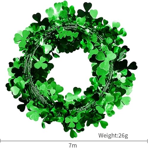 1 guirlande de trèfle à quatre feuilles - 7 m - Vert - Décoration à suspendre - Guirlande pour décoration de table murale - Festival irlandais - Pour la maison, un mariage, une fête, un carnaval - Nail Gallerys