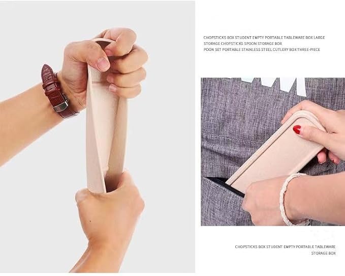 CHUANGOU 2PCS Boite a Couvert boîte de rangement portable pour couverts, Étui à couverts pour transporter une cuillère, un couteau, une fourchette,baguettes, Facile à nettoyer, Beige - Nail Gallerys