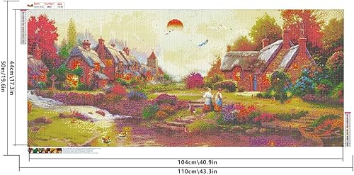 DCIDBEI Peinture Diamant Paysage Rural 110x50 cm (intérieur 104x44 cm) Diamond Painting Paysage Village Broderie Diamant Paysage Grand Format Diamond Painting Nature Paysage Arbre pour Adultes Salon - Nail Gallerys