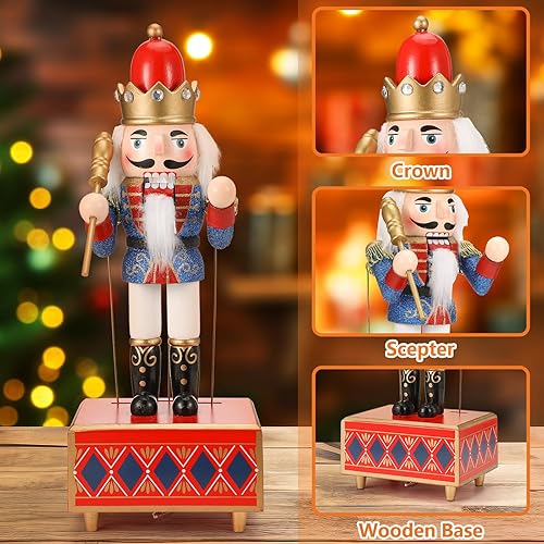 Auniq Casse-Noisette Soldats boîte à Musique, Décorations de Noël Coffret Musical Casse-Noisette en Bois Figures Traditionnelles de Casse-Noisette Cadeau Ornements de Noël pour décoration de Maison - Nail Gallerys