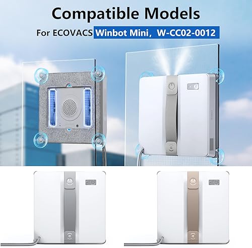 Odashen Lot de 8 chiffons de nettoyage pour robot aspirateur de fenêtre ECOVACS Winbot Mini, W-CC02-0012, lavables et réutilisables - Nail Gallerys